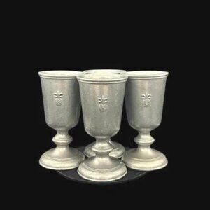 Vintage Carson Pewter Goblets 7" Pineapple Motif Set of 4